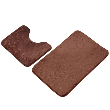 

2 Piece Flannel Absorbent Bathroom Mat Sets Non Skid Bath Mat Contour Mat