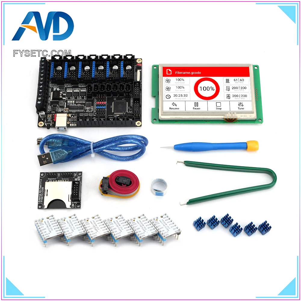 Материнская плата все в одном FYSETC F6 V1.3 + 4 3 дюймовый сенсорный экран с sd ридером 6