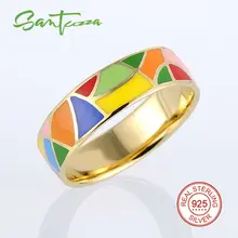 Anillo de plata para Las Mujeres Oro Amarillo Plateado Señor de los Arco Iris anillo de Esmalte Anillo de 925 Anillo de Plata Del Partido de Moda joyería