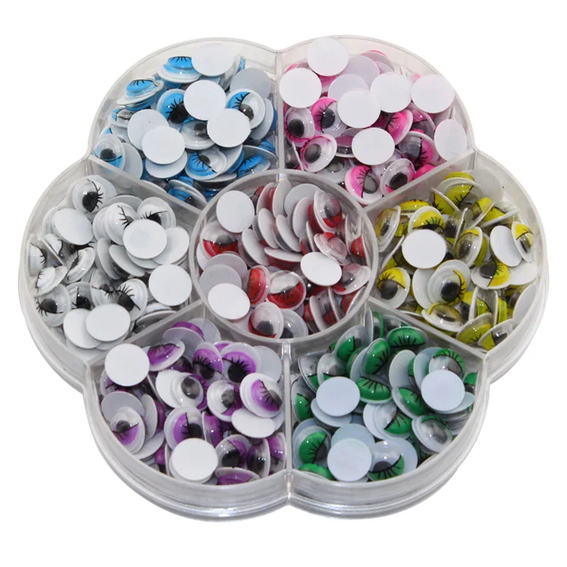 Not Self adhesive 8mm Doll Eyes With Eyelashes Of Mixed Color Of 500PCS For Doll Toy