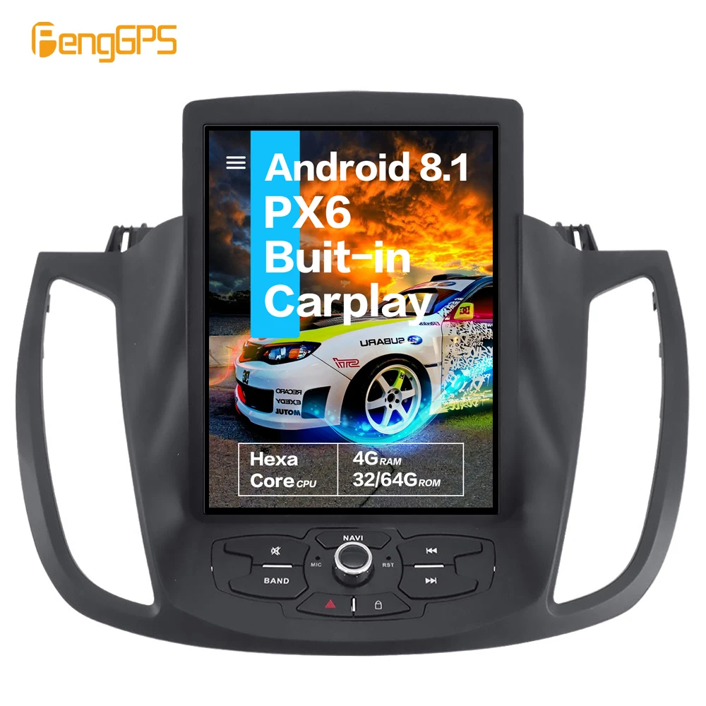 

10.4''Vertical screen Tesla Android 8.1 voice control Built-in CARPLAY Car Radio For Ford Kuga 2013 2014 2015 2016 2017 GPS Nav