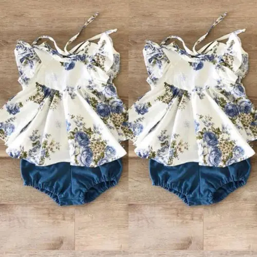 

Summer Modish Cute Casual Newborn Infant Baby Girls Short Sleeve Floral Print Tops Dress Harem Shorts Pants Summer Clothes US
