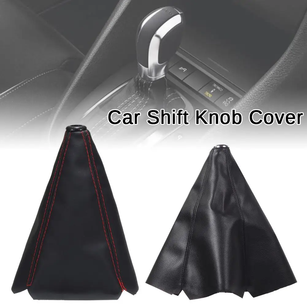 

Universal PU Leather Black Car Auto Gearshift Lever Gaiter Dust Cover Red Stitching Car Shift Knob Cover Auto Interior Products