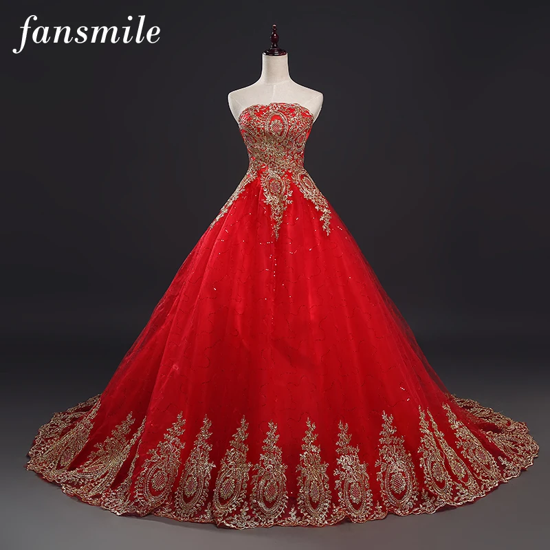 2016 Free Shipping Lace Wedding Dress Red Real Photo Long Train Plus Size Vintage Belt Ball