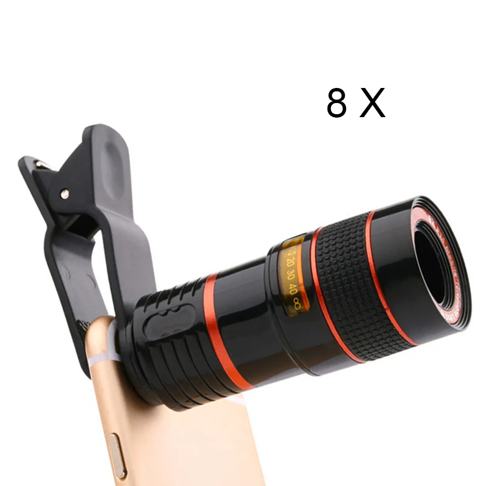 8x 12x Optical Zoom Telescope Lens HD Smartphone Camera Lens for iPhone Samsung Universal Mobile Phone Lens Clip - Цвет: 8x