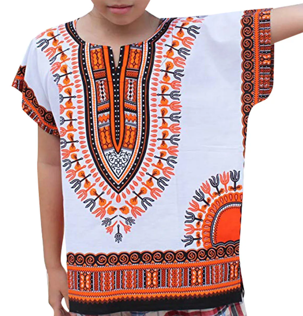 MUQGEW/детская футболка для мальчиков и девочек детская футболка унисекс ярких цветов в африканском стиле футболки, топы, одежда для детей, летняя повседневная рубашка - Цвет: E