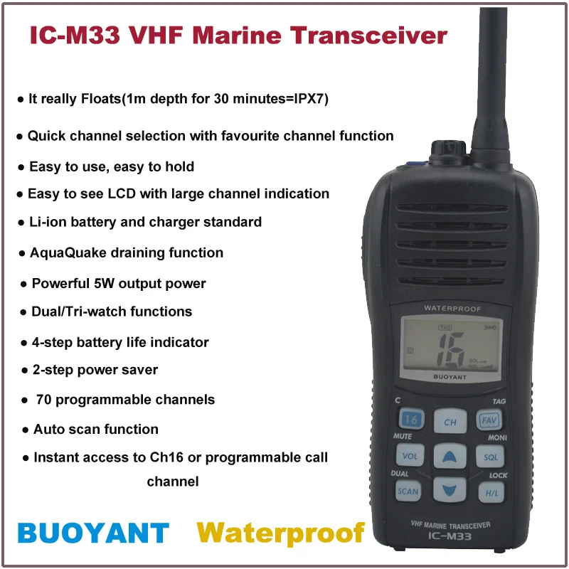 

Плавучий Водонепроницаемый морской трансивер IC-M33 VHF