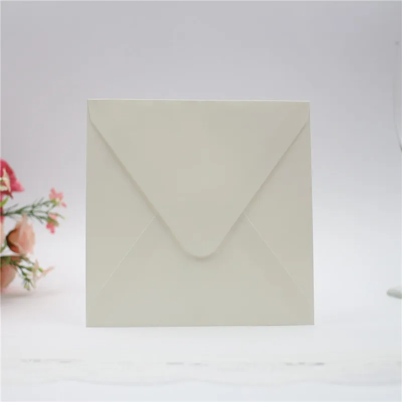 

50pcs Easy Stick Directly Matte Rectangle Square White/Ivory Envelopes with Glue for Wedding Laser Cutting Invitation Cards