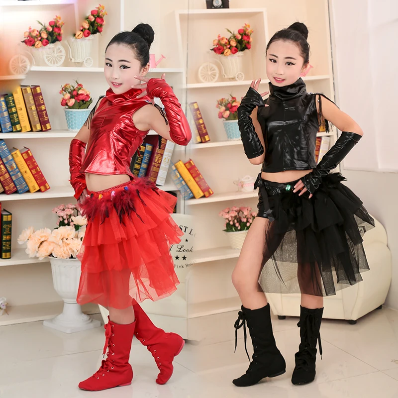 

Children Girls Stage Model Performance Clothing Jazz Dance Costumes Hip Hop Dancing Clothes 2 PIECES SET Street Dance DWY268