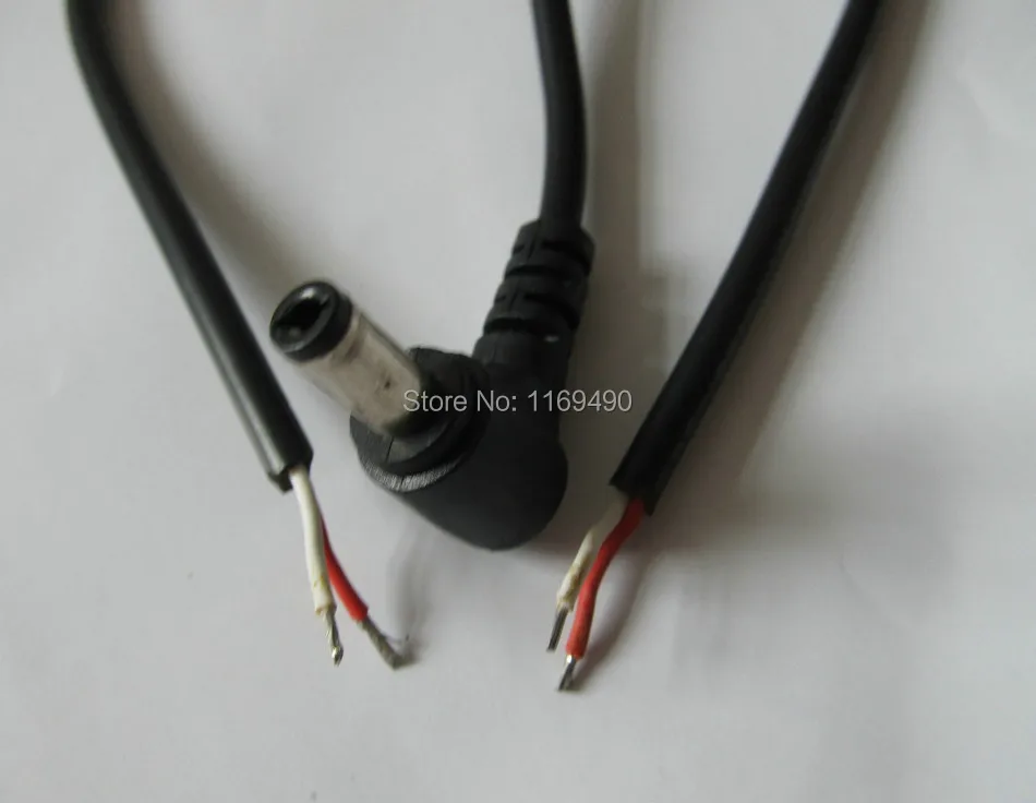 22AWG 10 шт./лот DC разъем питания l-образный 5,5X2,5 мм/5,5*2,5 мужской 90 прямоугольный разъем с шнуром соединительный кабель 29 см
