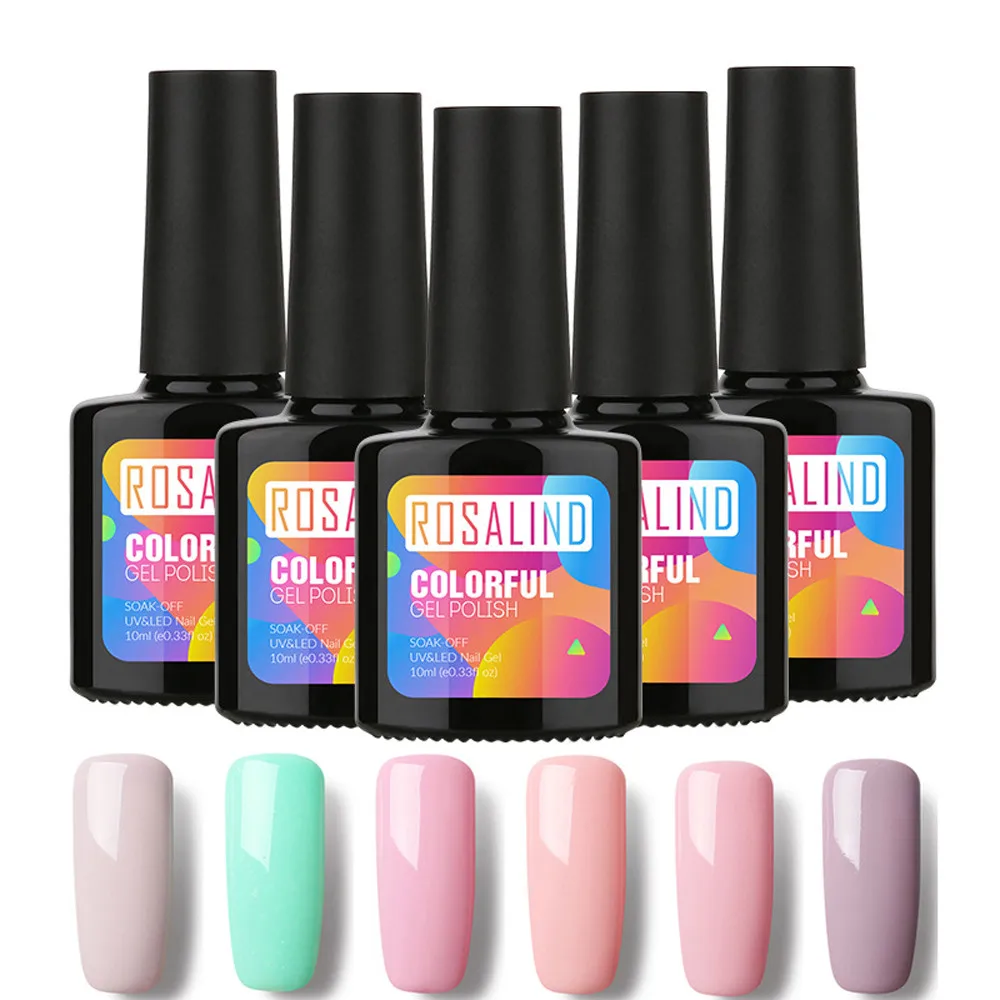 

ROSALIND 10ml Gel Nail Polish Fresh Color Semi Permanent UV Soak off Gel Varnish White Manicure Nail Art Hybrid Nails Gel Polish