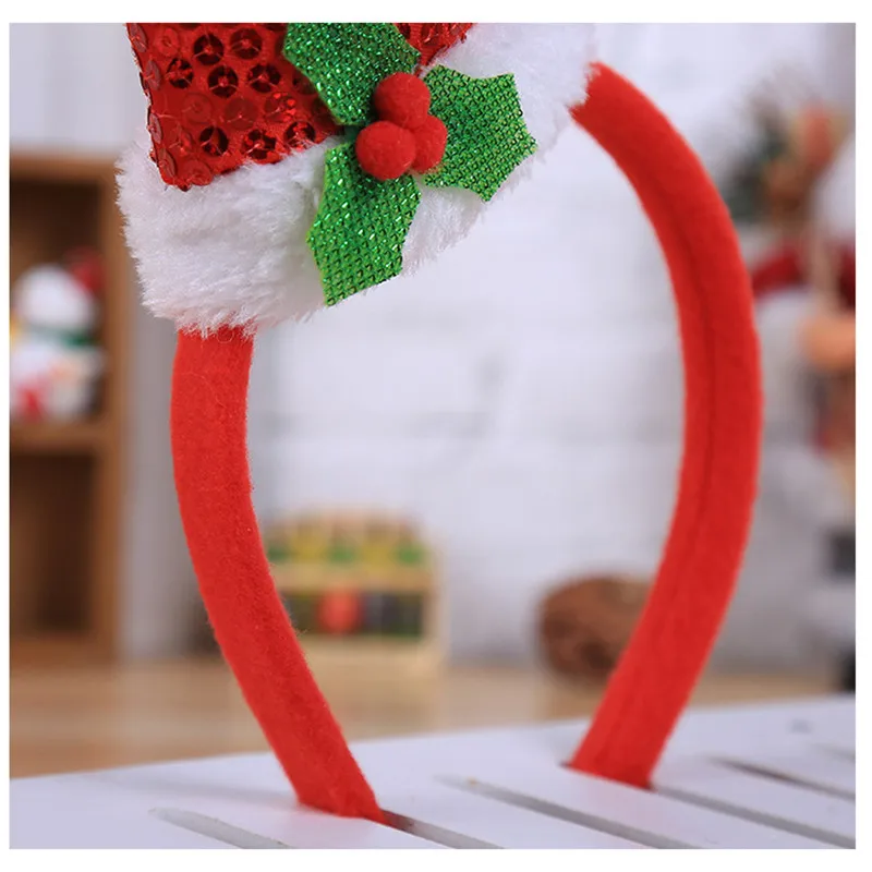 Christmas Hat Headbands Costume Outfit Accessory Decorative Sequin Hair Hoops Headdress Party Favors