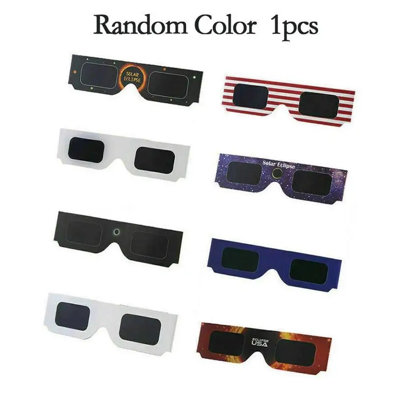 Белые бумажные солнечные очки затмения, кольцевые очки затмения, очки полного солнечного затмения - Цвет: color random