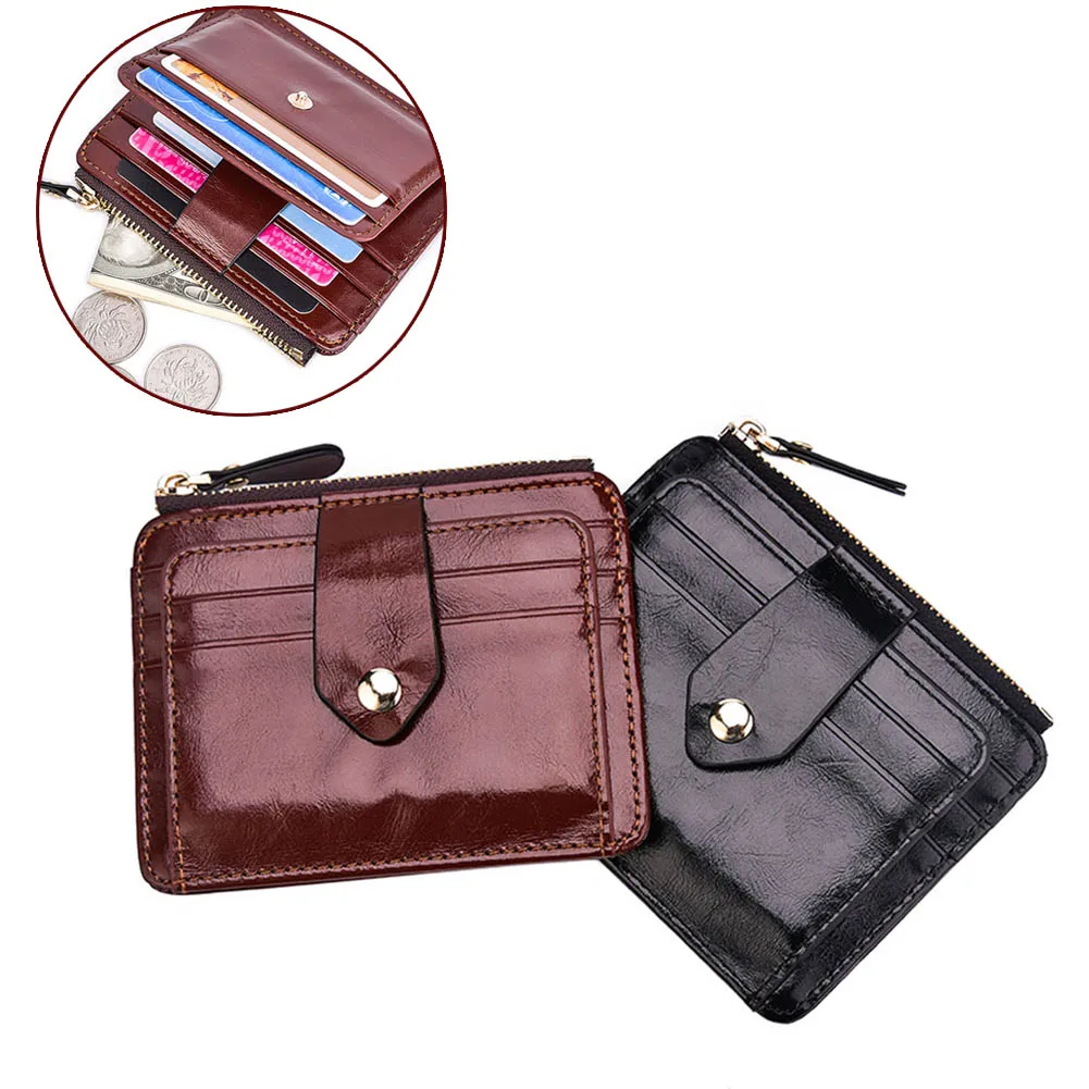 

Hot Men's Wax Leather Zipper Magnetic Creative Wallet Hand Pocket Wallet Case Bag BVN66