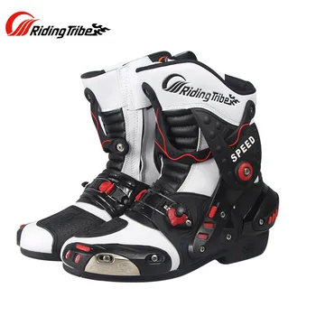 

Riding Tribe Speed Motorcycle Boots PU Leather Mid-Calf Boots Breathable Motocross Off-Road Racing Shoes Botas De Motociclista