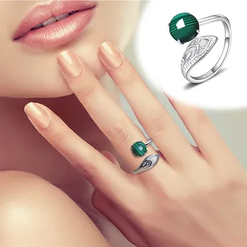 

2020 Limited New Arrival Women Anel Masculino Anel Rings Natural Malachite S925 Inlaid With Female Ring Alive Holiday Gift