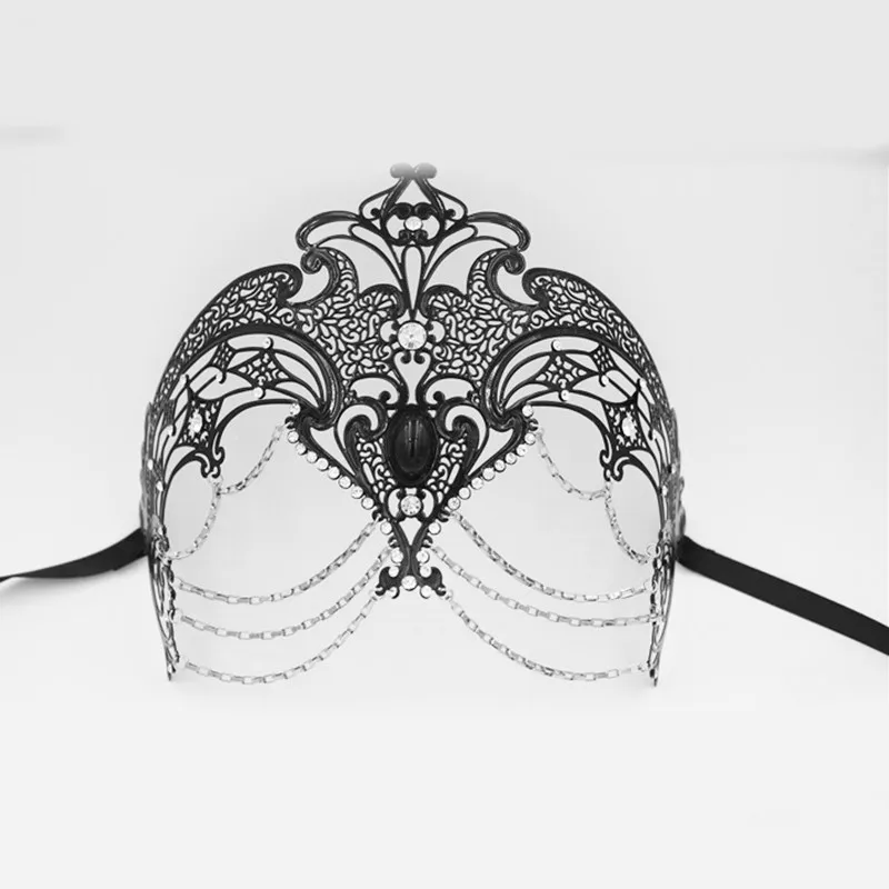 Womens Egyptian Chain Venetiant Filigree Metal Mardi Gras Masquerade Mask Gold