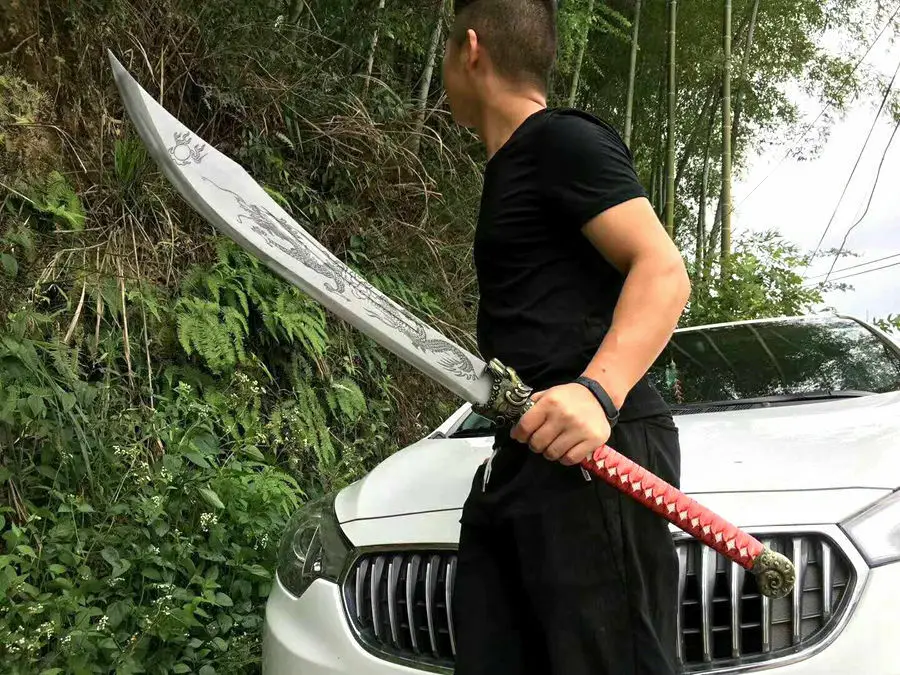 Для китайского кунг-фу Broadsword Sword WuShu Da Dao крепкое лезвие высокий крючок из углеродистой стали на открытом воздухе нож готовый для битвы