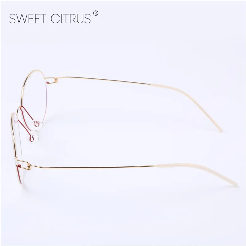 Сладкий цитрусовый титановая оправа для очков круглые очки Женские винтажные очки рама рецепт очки Оптические очки Рамка
