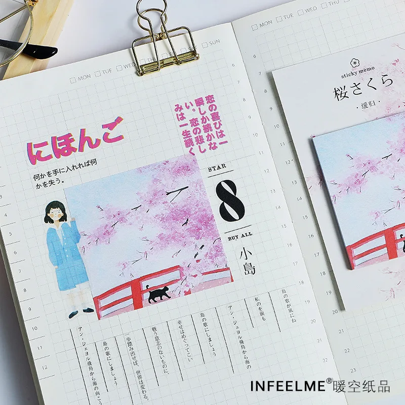 30 листов Гора Фуджи Сакура блокноты для записей план сообщение письменной форме липкий маркер для заметок этикетка-наклейка Школа