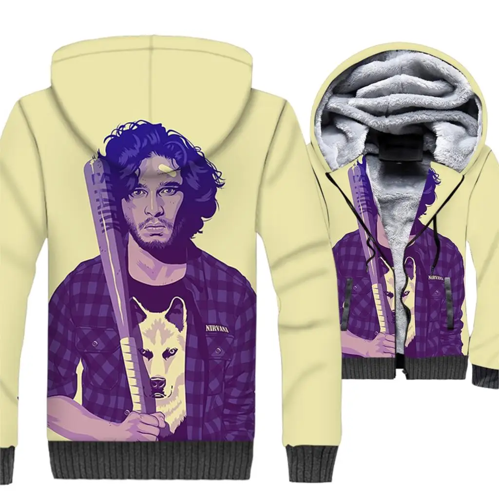 

Game of Thrones Hoodie Men I Want You For Night's Watch Jacket Wolf Sweatshirt Winter Thick Fleece 3D Coat Black Streetwear Mens