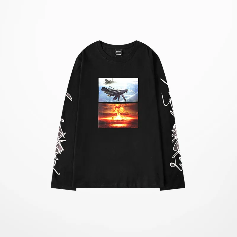 Kanye West Coast футболка с длинным рукавом для мужчин хип-хоп High Street Lit To Pop Tane's футболка с викингами Drake Souls футболка Homme - Цвет: Black4