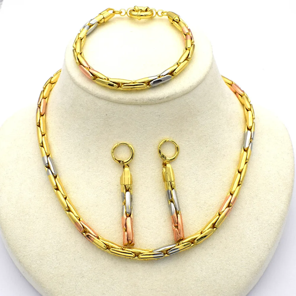 

Fashion Runway Show Floating Earring Tie Necklace Set High Fashion Brand Jewelry Set Italy 750 3 Color Gold