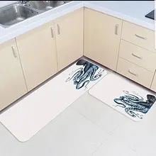 2 шт. Коврики для кухни и ковры набор синий Кракен океан Осьминог стимпанк дома Deocr Non Skid области бегун входной коврик