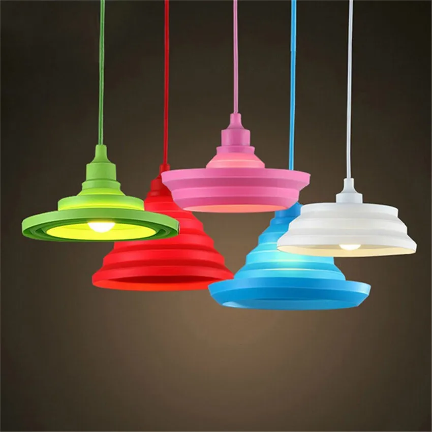 

2017 Limited Lamparas Mordern Colorful Pendant Lighting E27/e26 Holder Silicone Lampshade Nordic Indoor Droplight For Bar Cafe