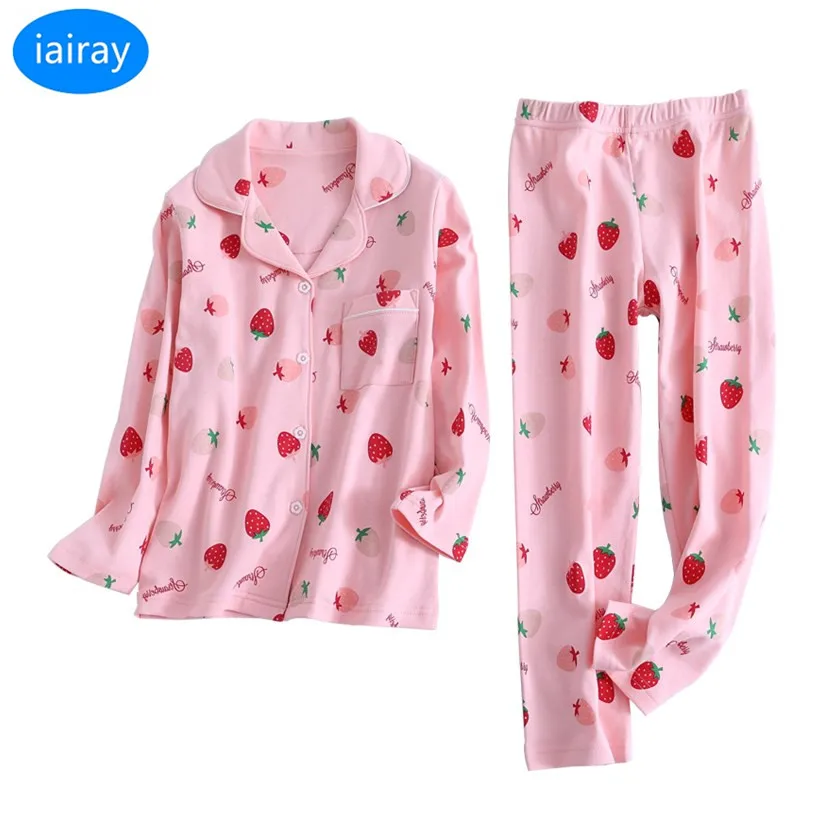 

iairay child sleepwear kids pajama sets spring autumn cotton fabric nightwear christmas pajamas for girls pyjamas kids clothes