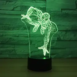 3D привели детей сенсорный выключатель настольной лампы 7 цветов Изменение Человек-паук моделирование ночные огни Usb Home Decor сна освещения