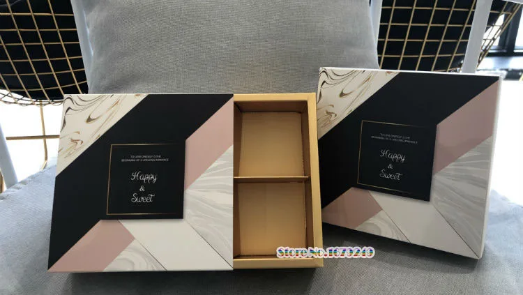 

Inner size 14x14x5cm Contrast Color marble box Packaging Box Gift Boxes Cake/Candy Macaroon Chocolates Wedding Favour Boxes