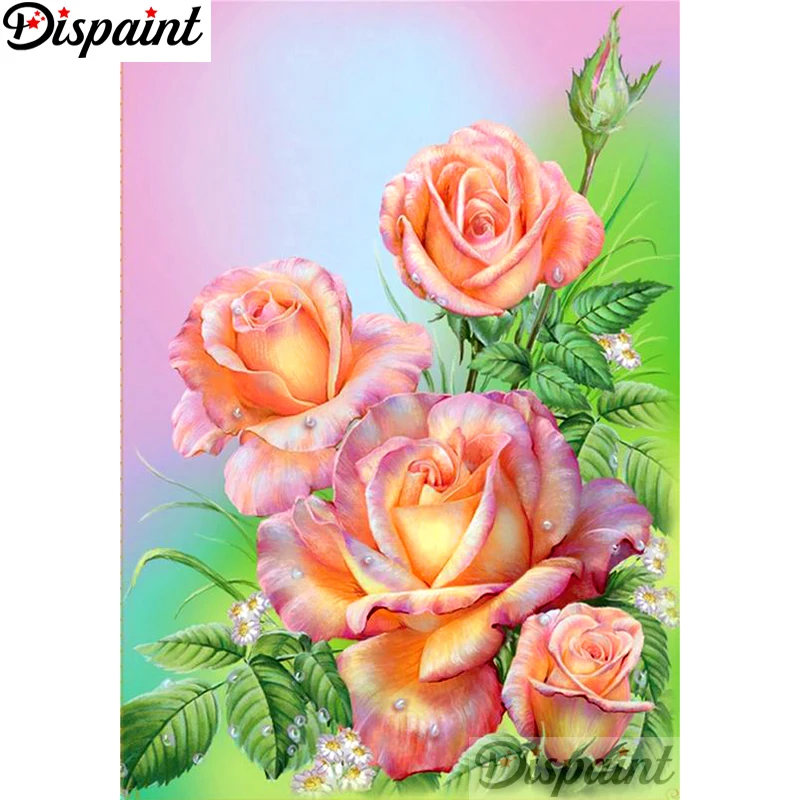 

Dispaint Full Square/Round Drill 5D DIY Diamond Painting "Pink Rose flower" Embroidery Cross Stitch 5D Home Decor A10679