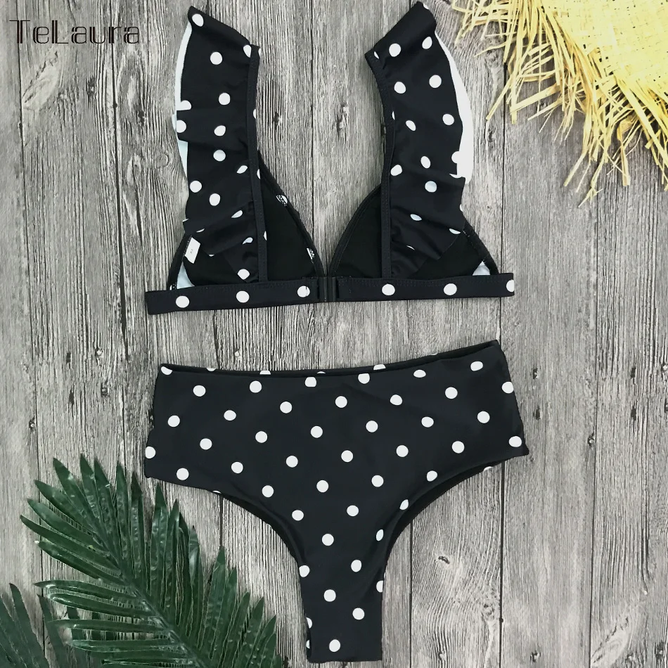 2018 Sexy High Waist Bikini Women Swimwear Push Up Swimsuit Ruffle Bathing Suit Polka Dot Biquinis Summer Beach Wear Female