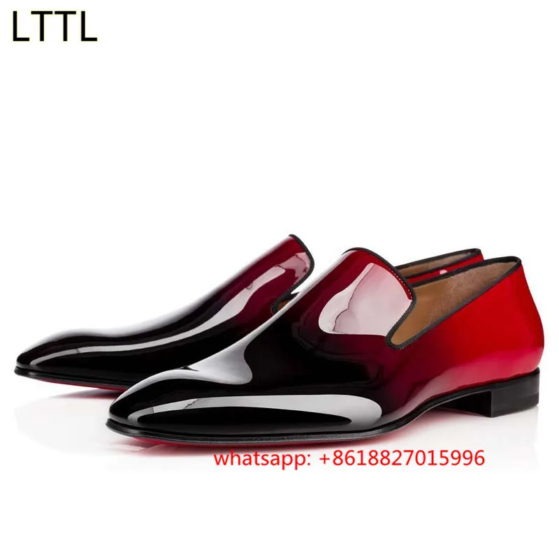 HandworkMansShoesBlackRedGradientColorLeatherDressShoesHigh