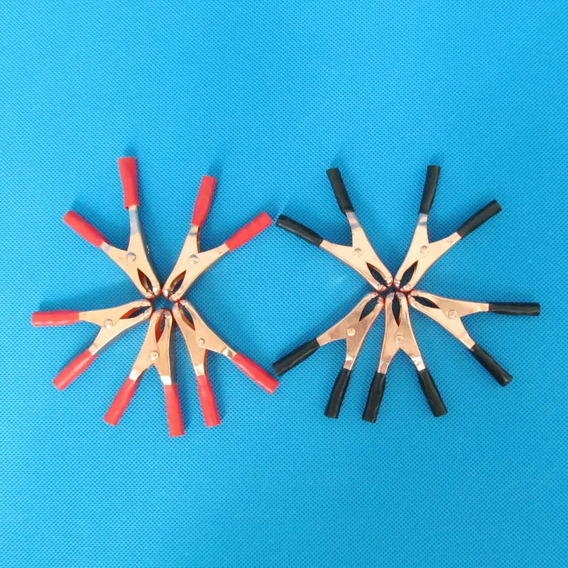 10pcs/lot 250V/30A 70mm Insulated Crocodile Clips Plastic Handle Cable Lead Testing Copper Alligator Clips