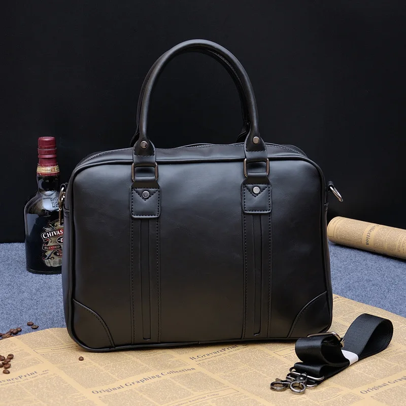 Роскошный мужской портфель, мужские дизайнерские Деловые Сумки из искусственной кожи, сумка-мессенджер, Офисная винтажная сумка на плечо для ноутбука L164