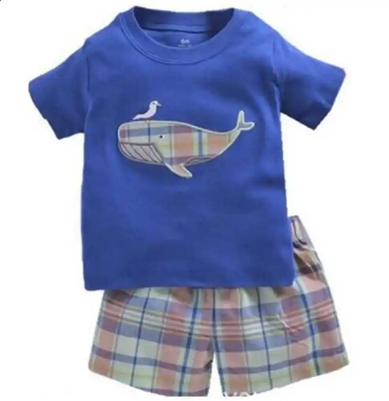 Комплект детской одежды Повседневное Моряка Якорь для мальчиков летняя одежда футболки шорты брюки 2 шт костюм наряды для младенцев Топы На возраст от 0 до 2 лет - Цвет: Color as shown