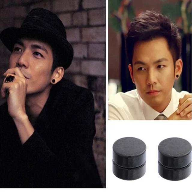 1pair Men Magnet Stud Earrings Non Piercing Clip On Round Earring 1pair Men Magnet Stud Earrings Non Piercing Clip On Round Earring Black Magnetic For Mens Women Er936