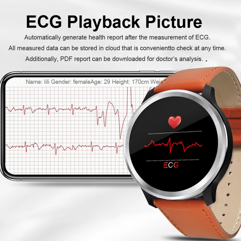 Часы ECG IP68 смарт браслет монитор сердечного ритма кровяное давление часы фитнес