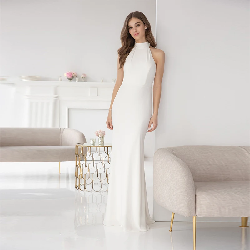 

Verngo Ivory Bridesmaid Dresses Halter Bridesmaid Dress Simple Elegant Dress For Wedding Party Vestidos De Madrinha