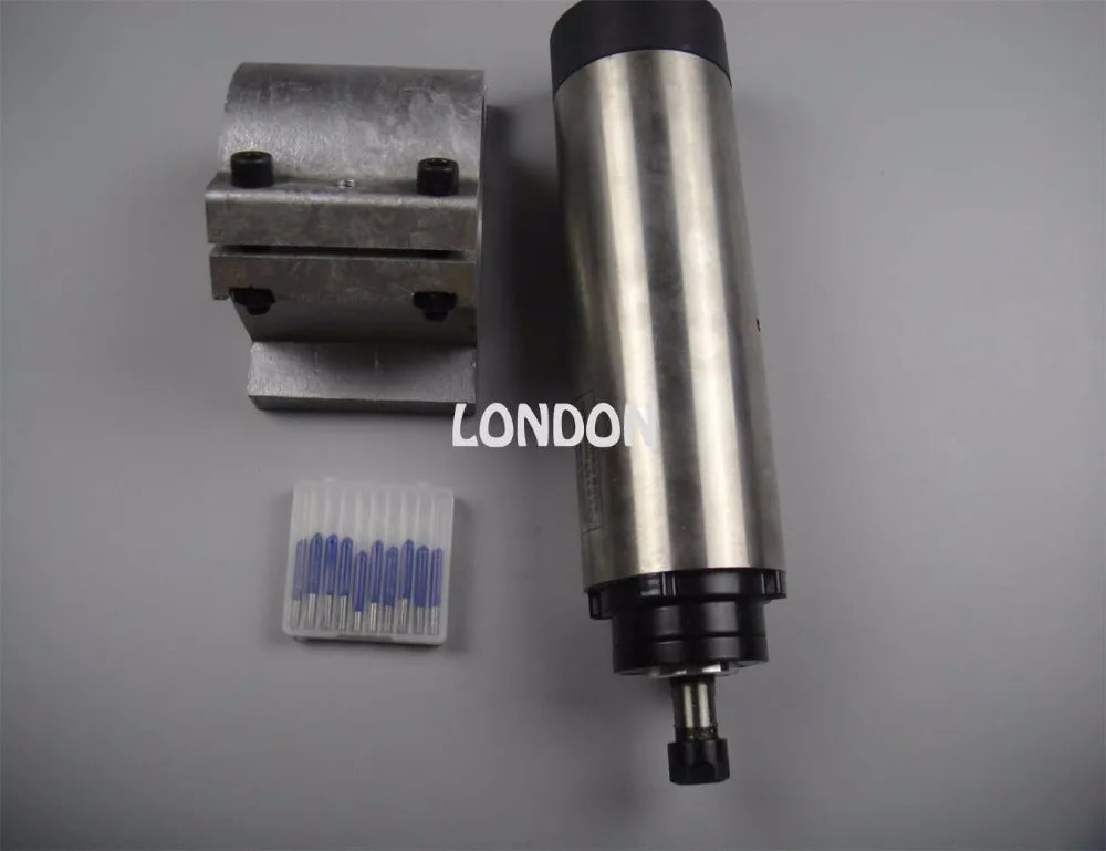 

CNC spindle kit ER11 diameter 65mm 220V 0.8KW air cooling spindle motor 4 bearing + spindle support+ cnc engraving bits