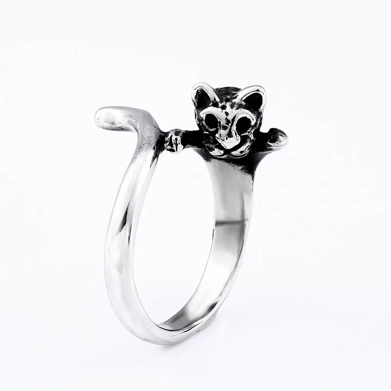 Стальной солдат изысканный дизайн кошки из нержавеющей стали женское кольцо гладкое и модное Стильное титановое стальное украшение для девочки подарок