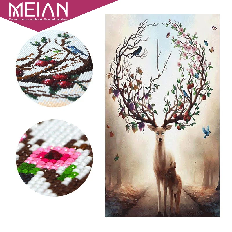 

Meian Special Diamond Embroidery Full DIY Diamond Painting Birds Elk Family Cross Stitch Diamond Mosaic Bead Picture Home Decor