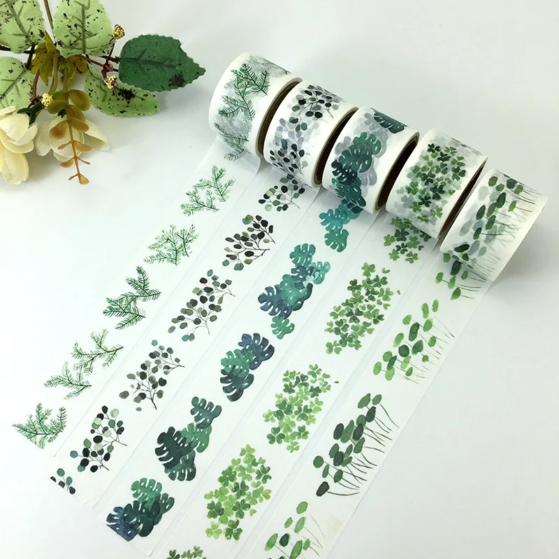 10 дизайнов цветы/деревья/трава/Листья гинкго японский Васи декоративный клей DIY маскирующая бумажная лента этикетка стикер подарок