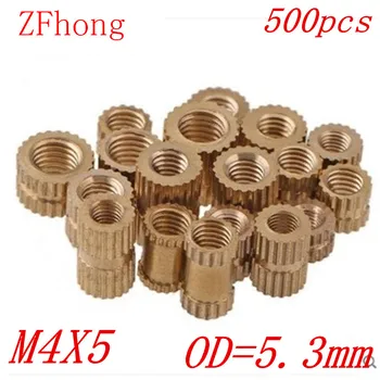 

500PCS M4*5 brass insert nut / knurled nut / round nut for injection moulding OD=5.3mm