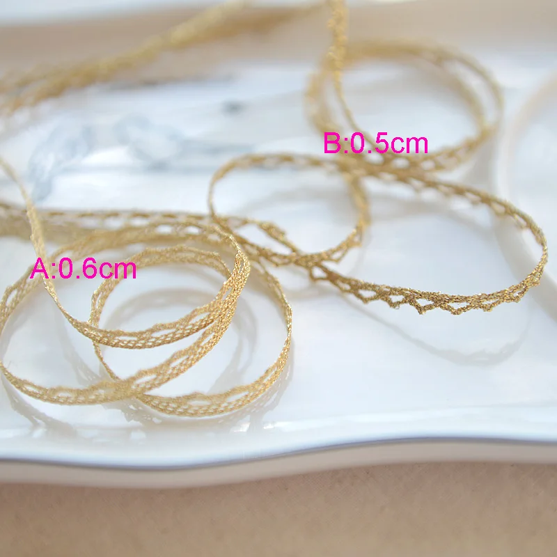 

30 meter/lot 0.5-0.6cm width gold braid fabric tapes lace trim ribbon D9H980K181004E