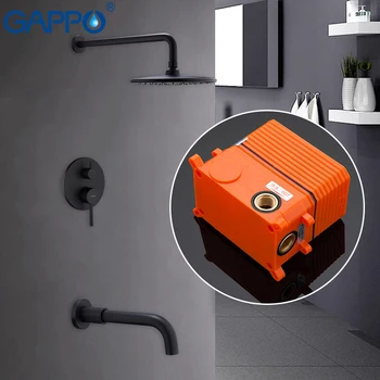 GAPPO Black Chrome Color Brass shower system Wall mounted bathroom bath shower mixer set waterfall rain shower head bathtub taps kemaidi brass rainfall waterfall shower head rain wall mounted bathtua shower faucets set shower system chrome mixer taps