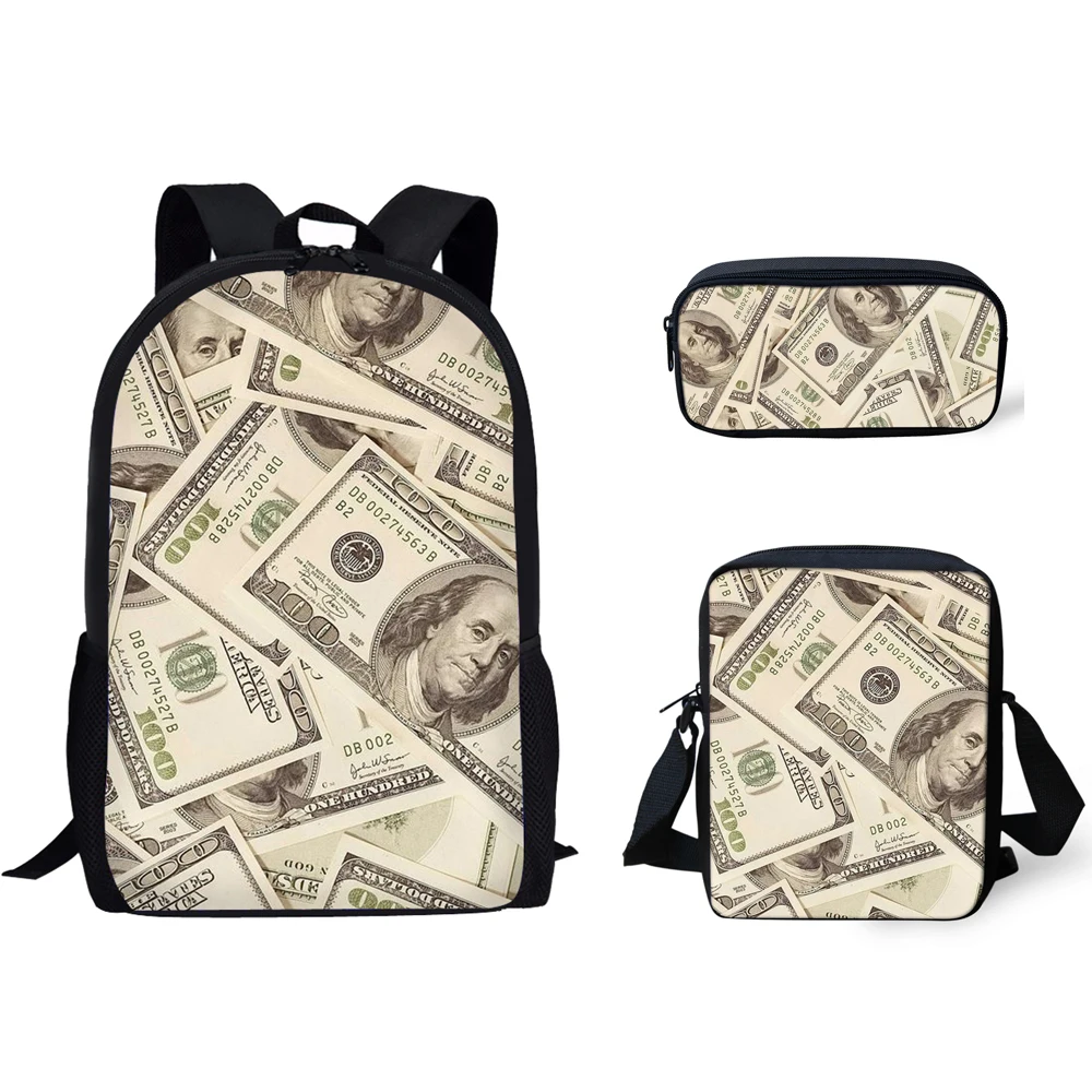 

INSTANTARTS Fashion 3D Printing Cash Boys 3PCS Schoolbags Blue Character Children's Backpacks Bookbags