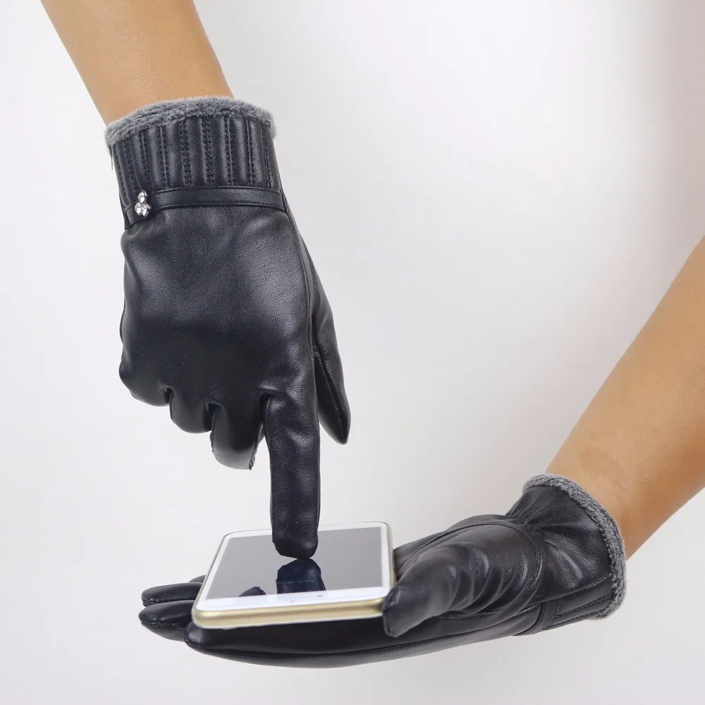 KANCOOLD зимние перчатки женские 1 пара Женские черные полный палец варежки толстые теплые сенсорный экран открытый водонепроницаемый ветрозащитный PSEPO2